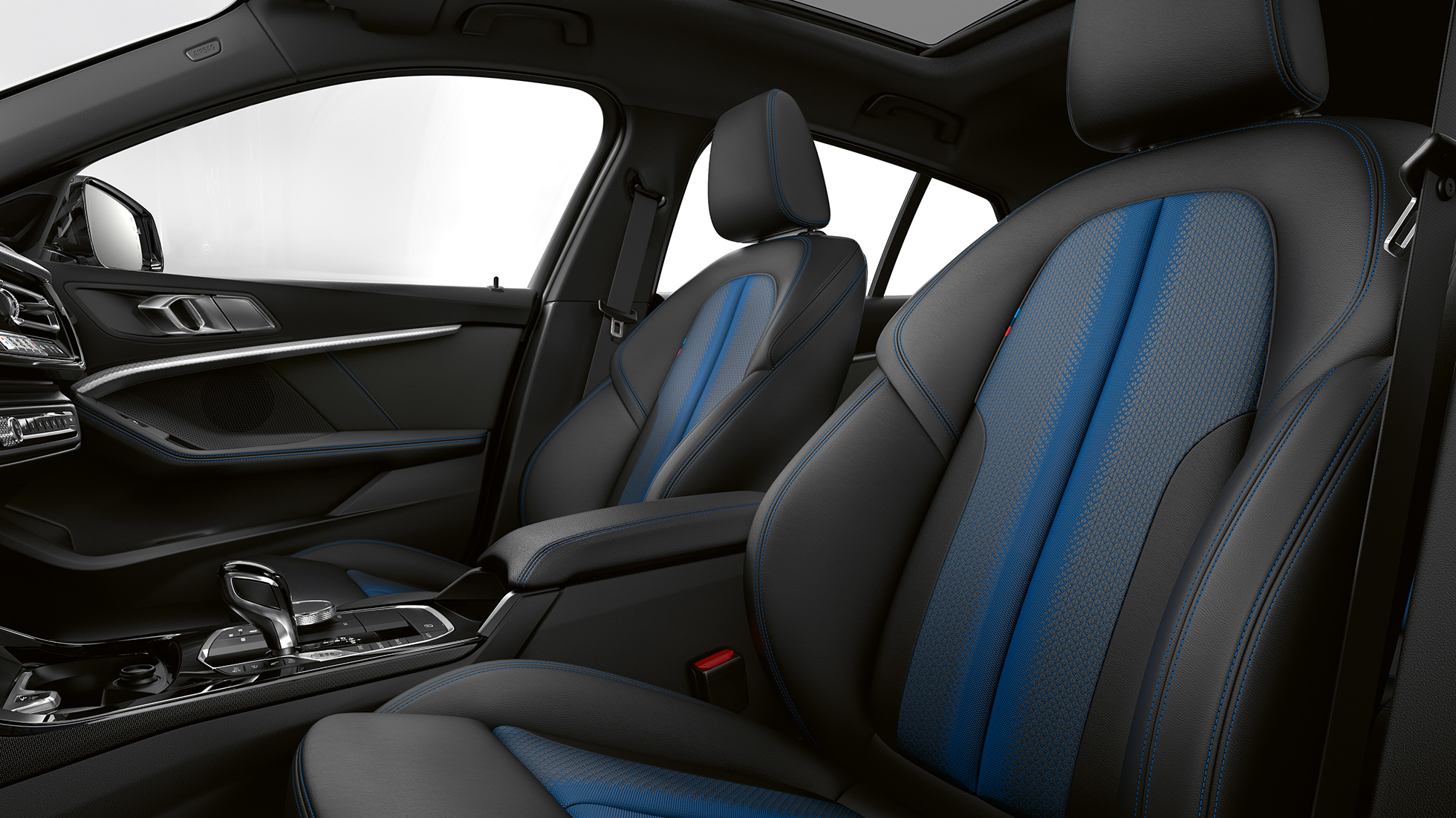 M Sport seats. BMW 1 Series Model M Sport, interior with M Sport seats.