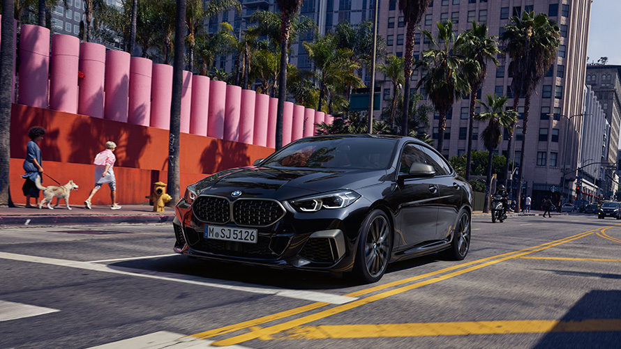 BMW M235i xDrive Gran Coupé Black Sapphire metallic F44 three-quarter front view