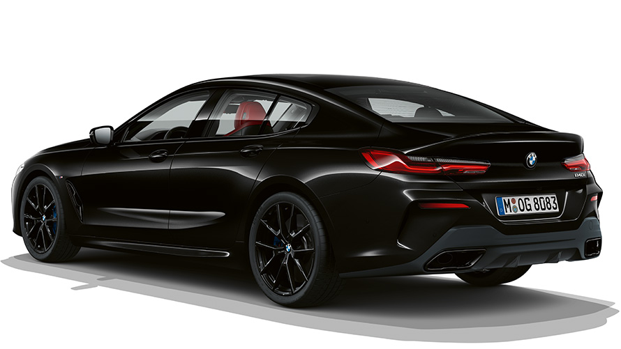 BMW 8 Series Gran Coupé, Dark Seduction three quarter rear shot