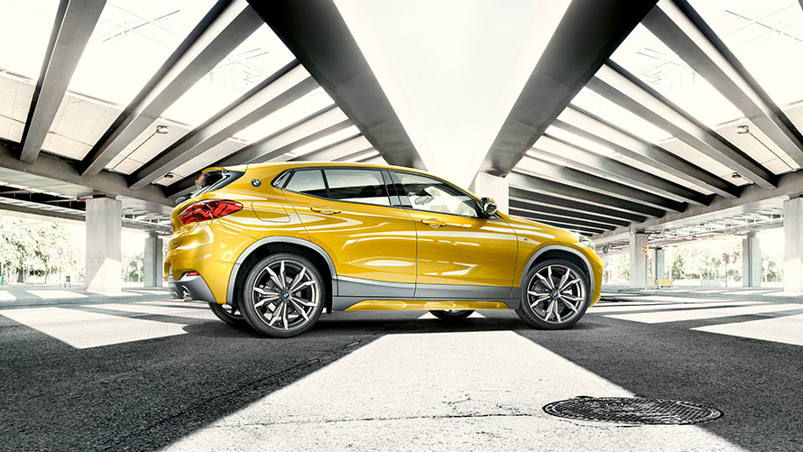 BMW X2 2018 F39 Galvanic Gold metallic Three quarter front view