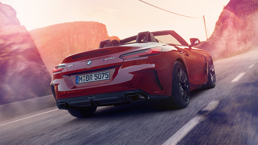 Rear shot of the BMW Z4 Roadster (G29) on country road