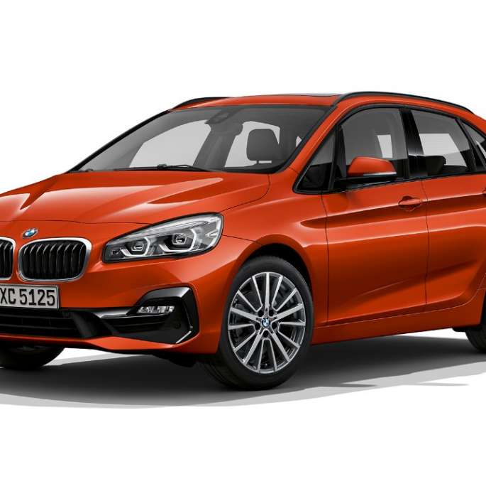 BMW 2 Series Active Tourer Model Sport Line 220i F45 2018 Sunset Orange metallic three-quarter front view