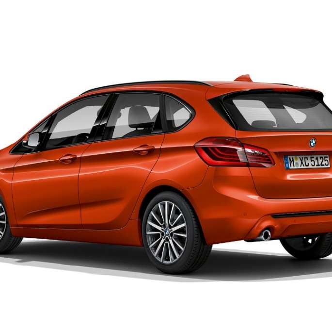 BMW 2 Series Active Tourer Model Sport Line 220i F45 2018 Sunset Orange metallic three-quarter rear view