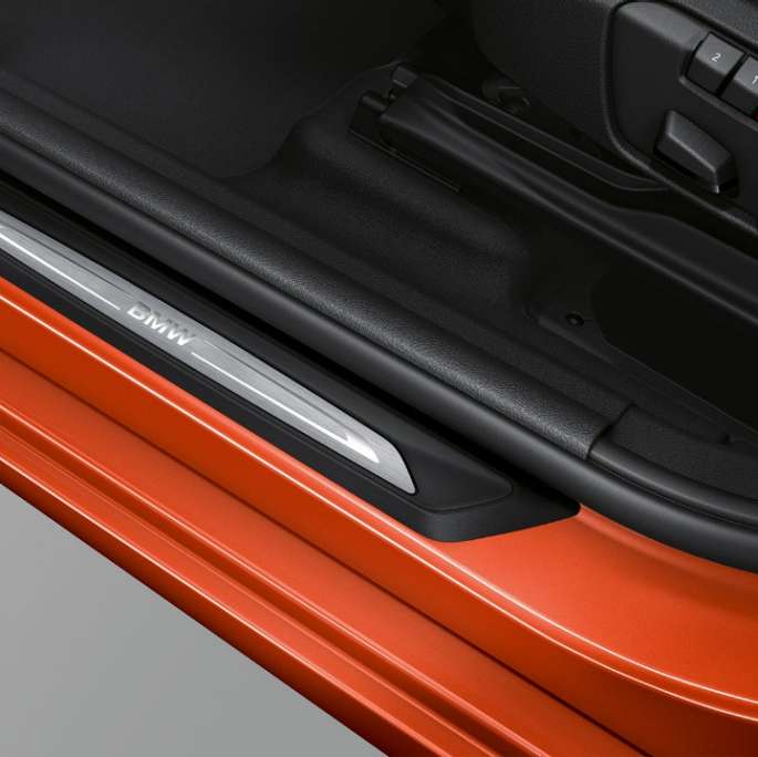 Door sill finishers BMW 2 Series Active Tourer Model Sport Line 220i F45 2018 Sunset Orange metallic