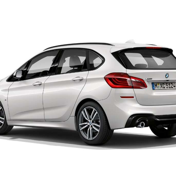 BMW 2 Series Active Tourer in white 220d xDrive Model M Sport F45 2018 Mineral White metallic three-quarter rear view