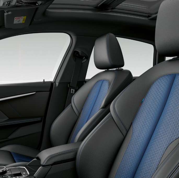 Sports seats in 'Trigon' Sensatec Black BMW 2 Series Gran Coupé Model M Sport F44 interior